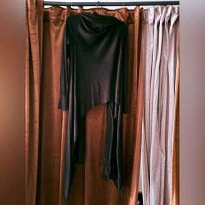 Black Asymmetrical Drape Dress